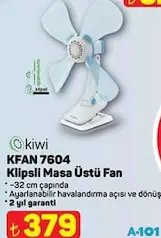 KİWİ KFAN 7604 KLİPSLİ MASAÜSTÜ FAN / VANTİLATÖR fiyat ve kampanya bilgisi
